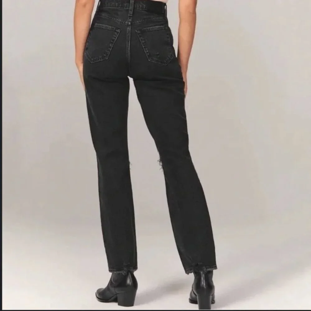Abercrombie & Fitch Women's Ultra High Rise 90s Straight Jean Black 32/14R - Picture 2 of 11